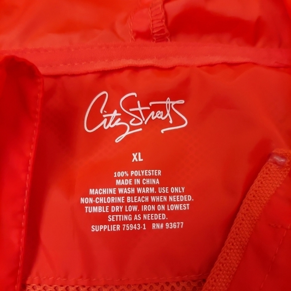 City Streets Windbreaker Orange Outdoors Hunting Sports Athletic Sz XL 1/4 Zip - Picture 3 of 10